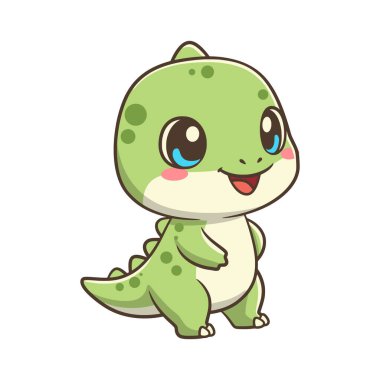 Hevesli dinazor karakteri şaşkınlık ya da neşe gösteriyor, 