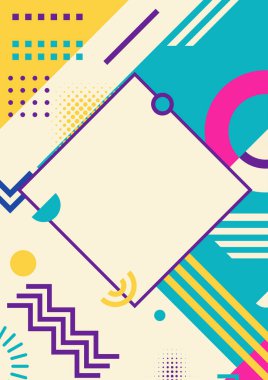 Eğimli elmas çerçeveli soyut bir vektör arkaplanı ve noktalı desenlerin ve kalın geometrik blokların karışımı.