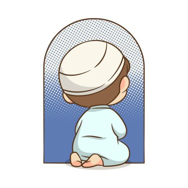 Arkadan bakıldığında, dizlerinin üzerinde oturan bir çocuğun manevi veya meditasyonlara uygun bir şekilde tasvir edilmiş hali..