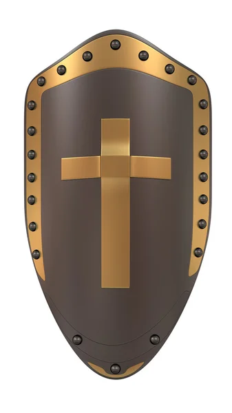 Shield with  golden cross — Stock Photo, Image