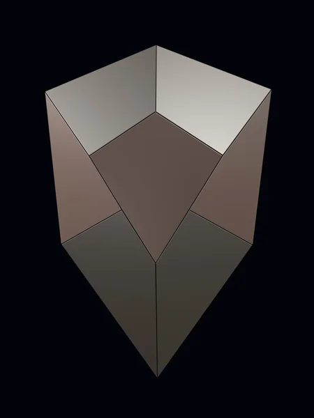 Modelo 3D escudo gris oscuro aislado sobre fondo negro — Foto de Stock
