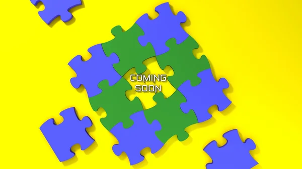 Bald Text mit farbigem Puzzle-Hintergrund — Stockfoto