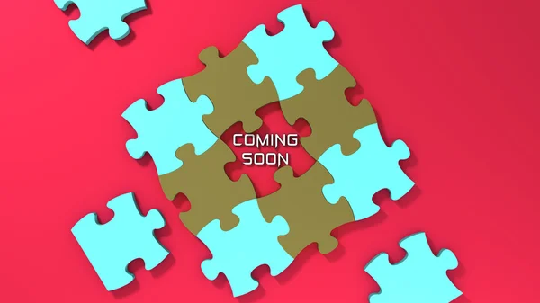 Coming soon text with color puzzle background