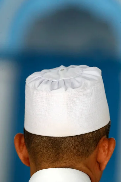 Moslim Bij Het Vrijdaggebed Zout Kufi Hoed — Stockfoto