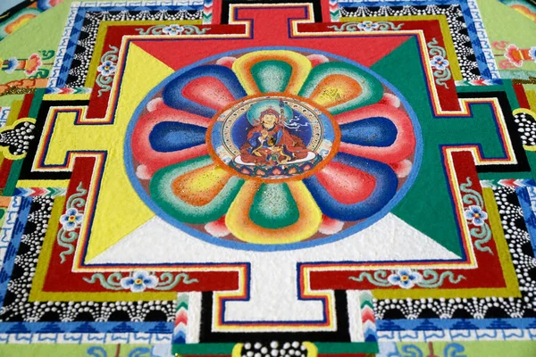 Mandala Sabbia Buddista Tibetana Padmasambhava Noto Anche Come Guru Rinpoche — Foto Stock