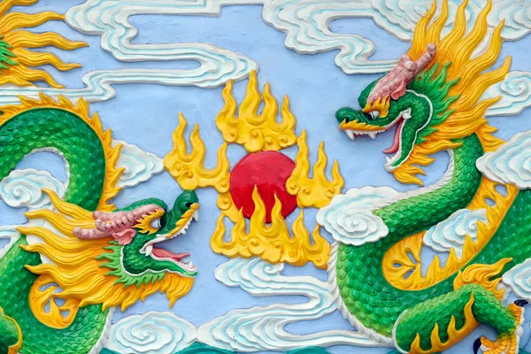 Huynh Dao Pagoda Buddista Drago Cinese Simboleggia Tradizionalmente Poteri Potenti — Foto Stock