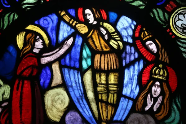 Sankt Pauls Kyrka Färgat Glasfönster Cingria 1916 Jeanne Arc Bågskytten — Stockfoto