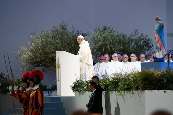 Paus Franciscus Viert Mis Het Palexpo Congrescentrum Genève Juni 2018 — Stockfoto