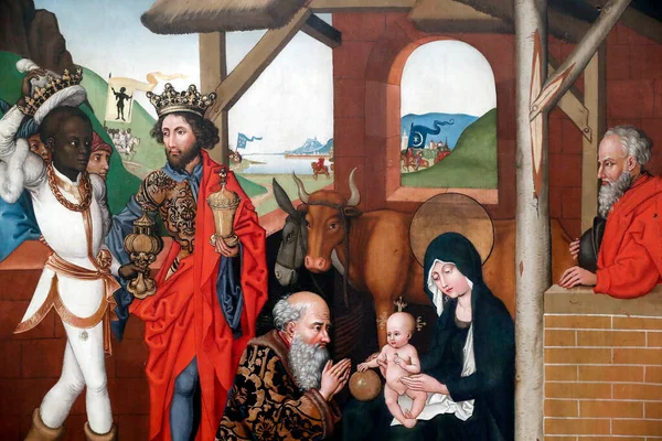 Musée Unterlinden Nativité Adoration Enfant Jésus Par Les Trois Sages — Photo