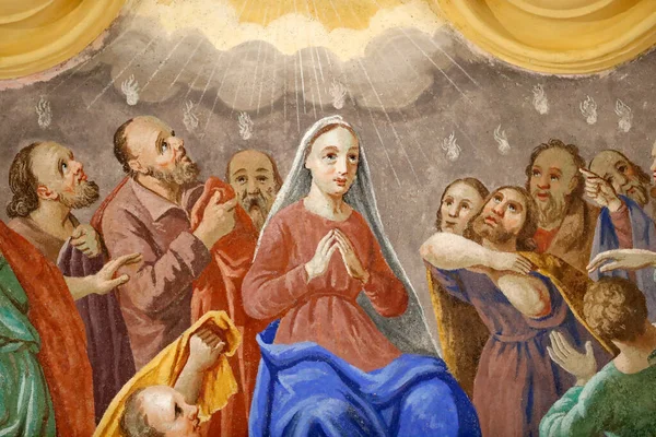 Kościół Mikołaja Veroce Wniebowzięcie Maryi Malowanie Francja — Zdjęcie stockowe