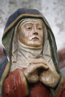 Meryem 'in Varsayımı Katedrali ve Vaftizci Aziz John. Mater Dolorosa. Tahta oyma. 16. yüzyıl. Aosta. İtalya. 