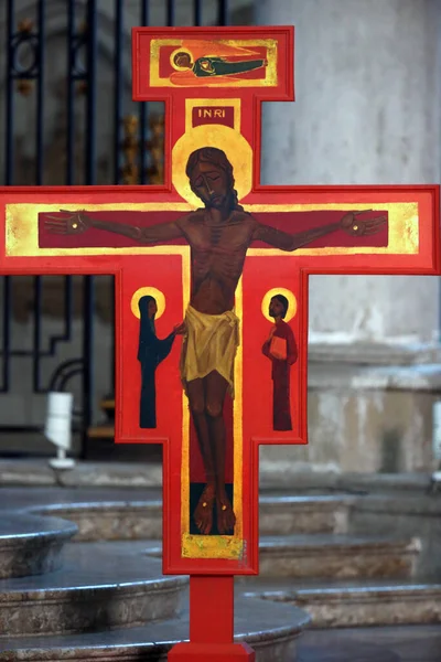 Catedral Auxerre Dedicada Santo Estêvão Icone Jesus Cruz França — Fotografia de Stock