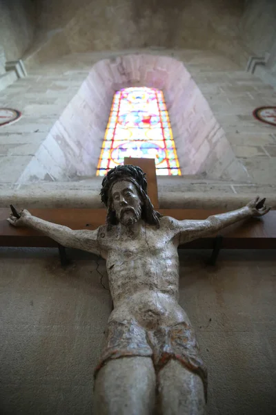 Igreja Pontaubert Jesus Cruz Crucificação França — Fotografia de Stock