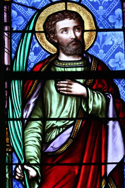 Vault Lugny Church Stained Glass Window Saint Octave France — Stock fotografie