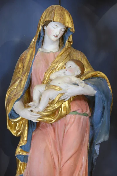 Capela Barroca Les Plagnes Estátua Virgem Maria Criança França — Fotografia de Stock