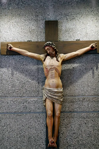 Besöksklostret Ett Krucifix Jesus Korset Femtonhundratalet Skulptur Det Marclaz Frankrike — Stockfoto