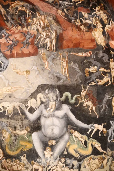 Scrovegnikapellet Fresco Giotto 1300 Talet Den Sista Domen Helvetesprinsen Tar — Stockfoto