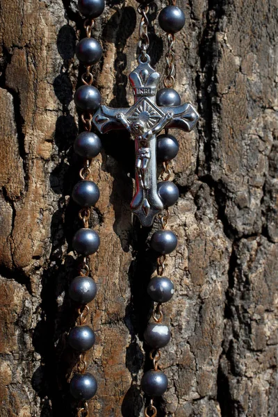 Καθολική Κομπολόι Χάντρες Στο Πορτ Μπαγκάζ Ενός Δέντρου Μασάι Μάρα — Φωτογραφία Αρχείου