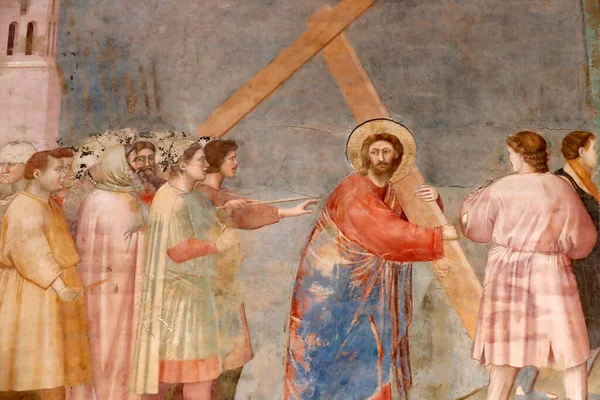 Scrovegni Chapel Fresco Giotto Century Passion Christ Road Calvary Padua — Stock Photo, Image