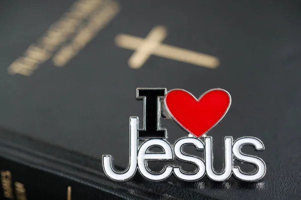 Ich Liebe Jesus Mit Der Heiligen Bibel — Stockfoto