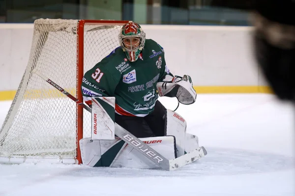 Eishockey Torhüter Saint Gervais Frankreich — Stockfoto