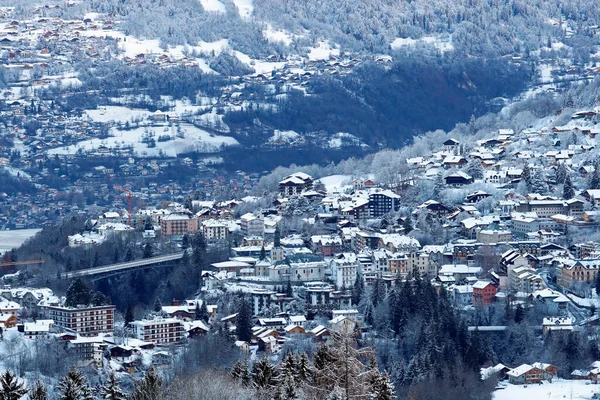 Allmän Bild Saint Gervais Mont Blanc Vintern Frankrike — Stockfoto