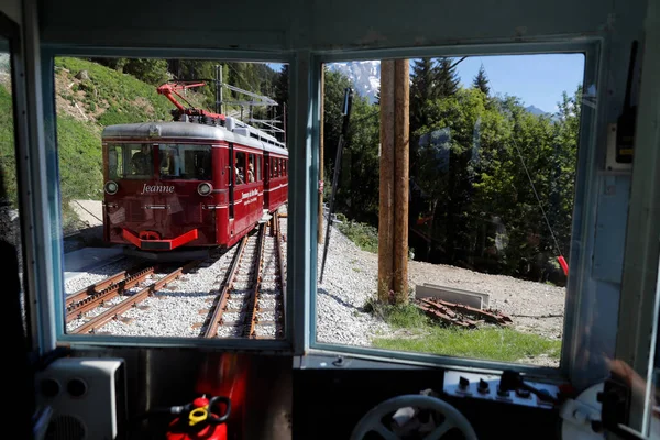 Francouzské Alpy Mont Blanc Tramway Tmb Nejvyšší Horská Železniční Trať — Stock fotografie