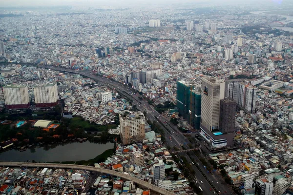 Pemandangan Nyata Pusat Kota Saigon Dari Landmark Chi Minh City — Stok Foto