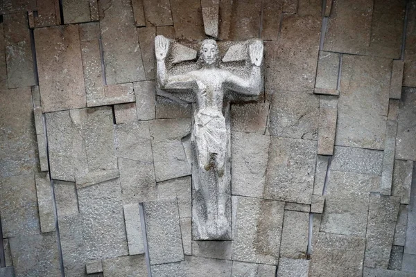 Kerk Van Saint Clotilde Jezus Aan Het Kruis Sculptuur Kruisiging — Stockfoto