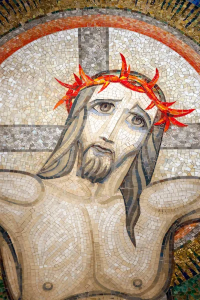 大聖堂の訪問 キリストへの情熱 十字架上での十字架上でのイエス アントワーヌ モークンボエのモザイク どうでもいい フランス — ストック写真
