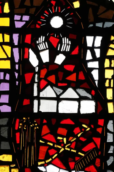 Sankt Felix Kirche Glasmalerei Hände Und Sonne — Stockfoto