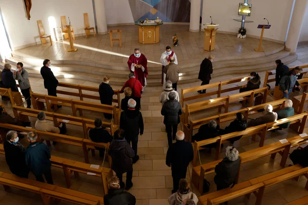 Igreja São Paulo Massa Católica Celebração Eucarística Santa Comunhão Annecy — Fotografia de Stock