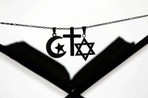 宗教的シンボル キリスト教 イスラム教 ユダヤ教3一神教 宗教間対話 フランス — ストック写真