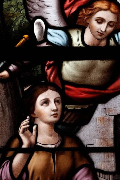 Chiesa San Tommaso Cantorberia Finestra Vetro Colorato Giovanna Arco Prima — Foto Stock