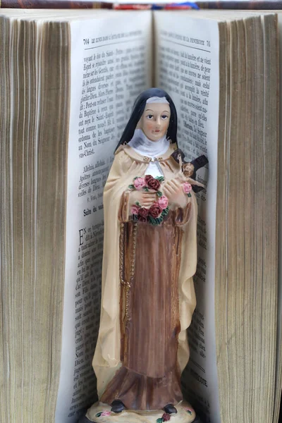Bibbia Santa Teresa Lisieux Statuetta Francia — Foto Stock