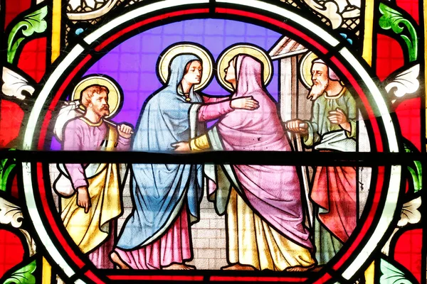 Sacre Coeur Sacred Heart Castellane Church Stained Glass Window Visitation — Stock Photo, Image