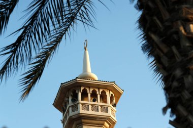 Al Farooq camii. Minare. Dubai 'de. Birleşik Arap Emirlikleri