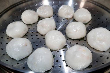 Vietnam mutfağı. Dumpling dim sum buğulanmış. Banh It Tran: küçük çıplak pasta. Fransa. 