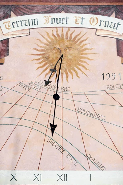 Sluneční Hodiny Barokním Kostele Gervais Francie — Stock fotografie