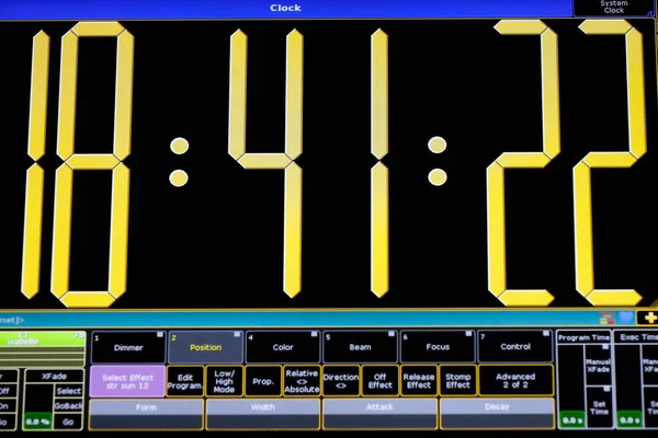 数字音频混音器的特写 数字计时器 — 图库照片