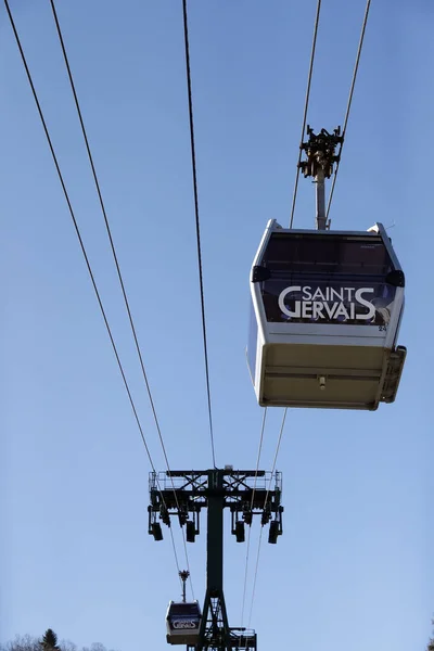 Francouzské Alpy Zimě Gondola Svatý Gervais Les Bains Francie — Stock fotografie