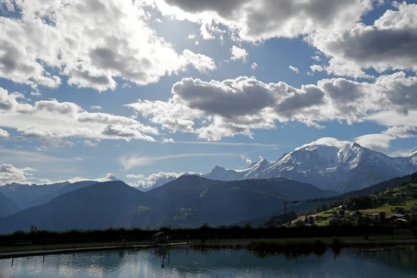 Moln Över Mont Blanc Massivet Europas Högsta Berg — Stockfoto