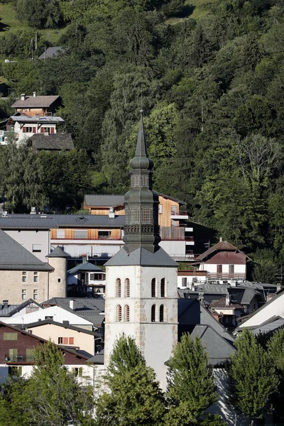 Alpes Franceses Verão Vila Saint Gervais Les Bains Igreja França — Fotografia de Stock