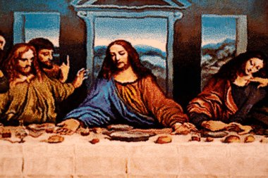 Satılık son akşam yemeği goblen ürünleri. İsa ve havariler. 