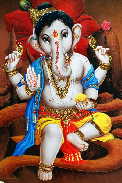 Ґанеша Або Ґанапаті Слон Очолює Індуїстського Бога — стокове фото