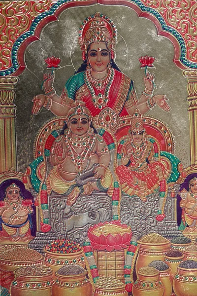 Vishnus Hustru Lakshmi Välståndets Lyckans Och Skönhetens Gudinna — Stockfoto