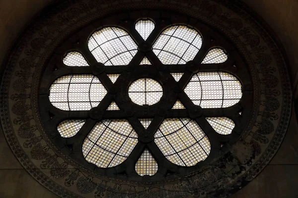 Wnętrze Synagogi Okno Rose Gwiazdą Dawida Triest Włochy — Zdjęcie stockowe