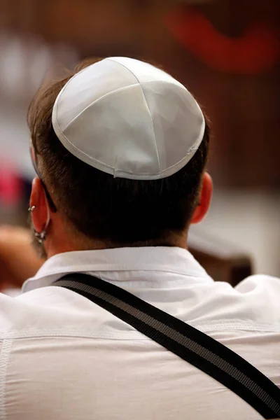 Judisk Man Kippah Synagogan Det Trieste Italien — Stockfoto