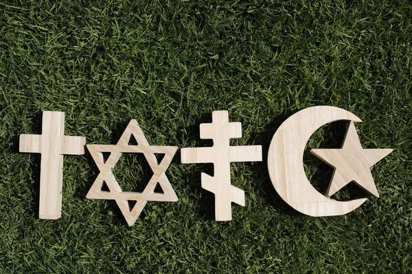 Křesťanství Islám Judaismus Monoteistická Náboženství Židovská Hvězda Křesťanské Ortodoxní Kříže — Stock fotografie