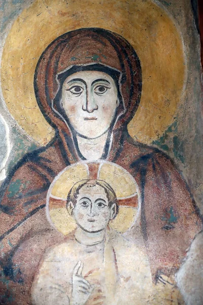 Santa Maria Asssunta Kyrka Fresco 1200 Talet Jungfru Maria Och — Stockfoto
